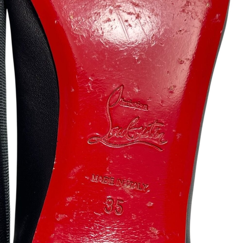 CHRISTIAN LOUBOUTIN Black Bow Leather Ballet Flats Womens 35 5 - Picture 12 of 13